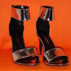 Ashley Stewart Mirrored-Sandal Silver Heels 12W